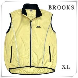 BROOKS Zip Up Lightweight Biker Vest in Yellow Size XL